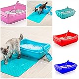 Katzentoilette Katzenklo Katzen WC Schalen Toilette Klo Katze Hund mit Schaufel (Dunkel-Blau)