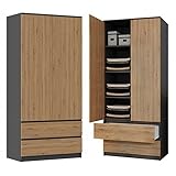 CDF Kleiderschrank für Kinderzimmer Schlafzimmer 2 Schubladen 2-türig Kleiderschrank Zweitüriger Schrank Moderne Look Alles für die Montage Inklusive Garderobenschrank Klamotten Spielzeuge