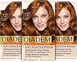 Diadem Schwarzkopf Seiden-Color-Creme, hochwertige Haarfarbe 721 Herbst-Gold, 3er Pack (3 x 170 ml)