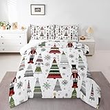 Loussiesd Roter Nussknacker Bettdecke 200x200cm Weihnachtsbaum 4-Jahreszeiten Bettdecke Royal Guarder Frohe Weihnachten Weihnachten Steppbett Schneeflocke Winter Sommer Bettdecke