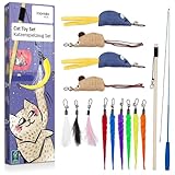 Inovida Katzenspielzeug Set : XL 15 Teile Katzenspielzeug mit Katzenminze – Veganes Katzenspielzeug mit Federn – Buntes Katzenspielzeug mit Katzenminze Spielzeug Katze – Kitten Spielzeug Set