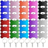 Hundemarke Knochen Hundemarken aus Aluminium 30Stk Erkennungsmarke Rohling 2,5 x 3,8cm Adressanhänger hund Wasserdicht mit Hundemarke Kette für DIY Hunde und Katzen Haustier-Erkennungsmarke
