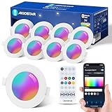 Aigostar LED Einbaustrahler 3W Dimmbar Intelligente Einbauleuchte, Einbauspot Kompatibel mit Alexa mit Fernbedienung Bluethooth Mesh, Farbe Einstellbar Weiße Licht 2700K-6500K, Ф68-80mm, 8 Stück