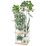 Bamworld Pflanzenständer Blumenständer indoor 4 Etagen Pflanzenregal Blumentreppe Metall Outdoor Balkon Deko Schlafzimmer Blumentopf Zimmerpflanzen Pflanztisch (Weis)
