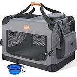 Morpilot Hundetransportbox XL 81x58x58cm, faltbar Hundebox Auto Zuhause für 32kg, Transporttasche Haustiertransportbox Hundetragetasche mit faltbarem Napf, Schultergurt Aufbewahrungstaschen