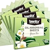 Teenitor Öllöschblätter für Gesicht, Löschpapier für fettige Haut, Grüntee-Öl, absorbierende Blätter, Make-up-Löschpapier, Gesichtstücher, groß, 10 x 7 cm, 400 Stück