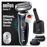 Braun Series 7 Elektrorasierer 360° Flex mit Reinigungsstation, Trimmer & Rasierer Herren Elektrisch, Nassrasierer & Trockenrasierer, Geschenk Mann, Made in Germany, 71-B7850cc, Blau