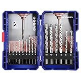 WORKPRO 15tlg. Steinbohrer Set mit Aufbewahrungskoffer, 3, 4, 5, 6, 8, 10mm Durchmesser Bohrerset, Werkzeug zum Bohren in Stein & Mauerwerk