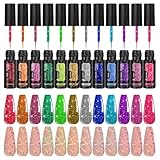 Glitzer Gel Nagellack Set - 12 Farben Gel Nagellack in verschiedenen Nuancen | Anhaltend Reflektierender Nagelliner Für Nageldesign Sommer Salon Party Frauen