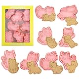 Plätzchenausstecher Katze,Ausstechform,8Pcs Katzen Keksstempel 3D Keksausstecher,Katze Keksschneider,Cookie Cutter für Kuchen, Fondant, Käse, Backformen