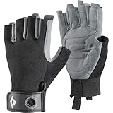 Black Diamond CRAG HALF-FINGER GLOVES, Robuster Halbfinger-Handschuh zum Klettern, Sichern, Abseilen, Arbeiten und für Klettersteige, Black, Gr. Large