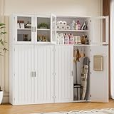 MSFE Mehrzweckschrank Besenschrank, Putzschrank180x70x30cm, Staubsaugerschrank aus Holz, Haushaltsschrank mit Sichtfenster aus Acryl, Besenschrank 70cm breit, für Küche Wohnzimmer Esszimmer,Garage