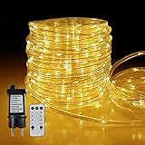 FANSIR 20M 200 LED Lichterschlauch mit Fernbedienung Lichterkette, 8 Modi Dimmbar IP44 Wasserdicht Lichtschlauch, Led Schlauch für Innen Außen Deko Weihnachten Party Hochzeit (Warmweiß)