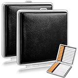 Zeawavsl 2er-Pack Hochwertiges Zigarettenetui, Fasst 20 Zigaretten, Schwarzes PU-Leder-Zigarettenetui, Edelstahl 10 x 9,5 x 1,9 cm, Für Hosen- und Hemdtaschen