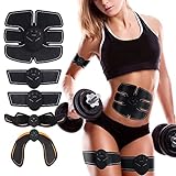 Jenylu 5 Stück EMS Trainingsgerät, EMS Bauchtrainer, Stimulation der Po, 6 Modi & 10 Intensitäten Bauchmuskeltrainer Elektrisch, Stimulationsgerät für Bauch, Arm, HIPS, Bein, Männer & Frauen