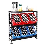 PROREGAL Getränkekistenregal Tegernsee XL 6 Kisten mit Ablage Schwarz | HxBxT 110x110x30 cm | freistehend Kistenständer Getränkeregal Wasserkistenregal Bierkistenregal