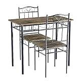 3-Teilige Essgruppe Kleiner Esstisch mit 2 Stühlen, Küchentisch Esszimmer Essen Tisch mit 2 Stühlen für Esszimmer/Wohnzimmer/Veranda/Hinterhof/Balkon/Möbel Set 3 Teilig/90X48X75CM/Vintagebraun