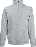 Fruit of the loom Herren Zip Neck Sweat Sweatshirt, Grau (Heather Grey 123), Large