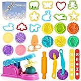 Decebaya Teigwerkzeuge für Kinder - Spielzeugzubehör beinhaltet Kuchenstempel, Schneider, Scherenwalze, Extruder-Formen und Aufbewahrungsbox, Partyzubehör, Set für Kinder von 2–8 Jahren