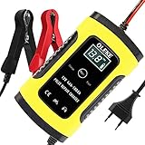Autobatterie Ladegerät 6A/12V Batterieladegerät Auto Vollautomatisches Ladegerät mit LCD-Bildschirm Batterieladegerät für Auto und Motorrad