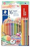 STAEDTLER 127 NC12P1 Buntstifte Noris Club (erhöhte Bruchfestigkeit, dreikant, ABS-System, kindgerecht nach DIN EN71, PEFC-Holz, Made in Germany, Set mit 12+4 brillanten Farben)