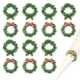 18 Stück Serviettenringe Weihnachten 5cm Stoffservietten Weihnachten Roten Beeren Fliege für Weihnachten Thanksgiving Neujahr Hochzeit Valentinstag Tisch Ring Serviette