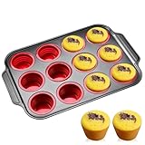 YOUNICE Silikon-Muffinform, antihaftbeschichtet, mit 6/12 Löchern, leicht zu lösen, Cupcake-Form zum Backen von Eierbissen, Backgeschirr für den Ofen (rot)