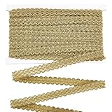 FINGERINSPIRE 12m 15mm Metallic Gewebte Borte Gold Handgefertigt Polyester zum Nähen, S-Wellen Zopfborte Basteln, Dekorative Goldkante Borte mit Karte für Vorhang Schonbezug