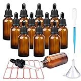 TUAKIMCE 12x30ml Glas Tropfflasche, Amber Ätherisches Öl Flaschen Nachfüllbar Make-up kosmetische Probe Flasche Container mit Glas-Pipetten und Etikett,für Ätherische Öle, Aromatherapie-Düfte