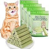 OSDUE 24 Stück Katzengras Snack, Cat Grass Teething Stick, Katzengras Sticks Gefriergetrocknet Snacks für Katzen, Katzenminze, Beißstab aus katzengras, für die Zahnpflege und Haarknäuel Entfernen