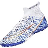 VTASQ Fußballschuhe Herren High Top Professionelle Fussballschuhe Outdoor Trainingsschuhe Jugendliche Athletics Sport Fußballspiel Training Sportschuhe Weiß 46 EU
