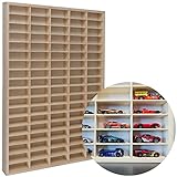 KRUZZEL Autogarage Regal aus Holz für Spielzeugautos – 90 Fächer – Wandregal oder Standregal – Organizer für Kinderzimmer 78,5 x 50 x 4,5 cm