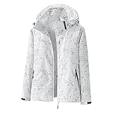 Wasserdichte Herren-Jacken – dünner Regenmantel, leicht, Ahorn-bedruckt, Windbreaker-Jacke, Outdoor-Softshell-Jacken mit Kapuze, leichte Fahrradjacke, wasserdichte Herren-Regenjacke, weiß, 4XL