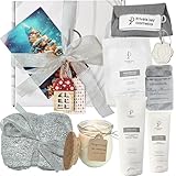 Weihnachtsgeschenk für Frauen – Wellness und Entspannung in einer Box für Mama: hochwertige Hautpflegeprodukte, Seife, Duftkerze und Aromastein für Aromatherapie, Haarturban, Personalisierte Karte