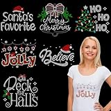 Glenmal 6 x Weihnachts-Strass-Transfer-Flicken zum Aufbügeln, Hotfix-Transfer-Applikation, dekorativer DIY-Aufkleber, Weihnachtsdesign für T-Shirts, Kleidung, 6 Designs