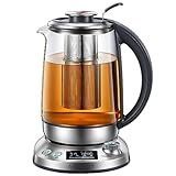 Wasserkocher mit Temperatureinstellung, 2200W Glaswasserkocher, LCD-Display, 120Mins Warmhaltefunktion, Abnehmbares Tee-Ei, 1.7L Teekessel