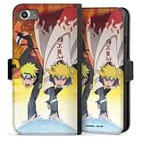 Klapphülle kompatibel mit Apple iPhone 7 Handyhülle aus Kunst Leder schwarz Flip Case Minato Namikaze Offizielles Lizenzprodukt Naruto Shippuden