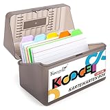 Koogel Karteikarten Box, Lernkarteibox Karteikasten für 300 Karten 12,5 x 7,5 cm, Karteibox Lernbox inkl. 10 Tabs und 100 Lernkarten