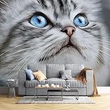 COSKTIARL Selbstklebend Tapete -Süße Tiere Klebefolie Möbel Tapete (300 X 210 Cm), Selbstklebende Folie Wasserdicht Für Küche Schlafzimmer Wand,Katzenaugen Tapeten Dekoratives