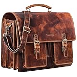 STILORD 'Anton' Echtleder Aktentasche XL - 15.6' Laptopfach - aufsteckbar - Verbesserte Version, Farbe:kara - cognac