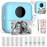 HuiJuKeJi Mini Drucker, Taschendrucker, Mini Fotodrucker für Smartphone, Sticker Drucker, Thermo Fotodrucker für Journal, Reisen Logo, Notizen, Journal, Liste, Memo (Blau)