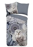 Traumschloss Comfort Flanell Bettwäsche »Odin«, Mandalas mit Eule, blau, 155x220 & 80x80, 100% Baumwolle, wärmend & kuschelig, mit Reißverschluss bestehend aus Kissen und Bettbezug