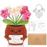 Otuuz Oma Geschenkset Gestrickte Puppe im Topf Herz Schlüsselanhänger Weltbeste Oma Karte zum Geburtstag Geschenk für Großmutter zum Geburtstage oder Weihnachten Dankesgeschenke