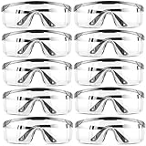 10 Stück Schutzbrille, Schutzbrille Arbeitsschutzbrille, Schutzbrille für Brillenträger, Arbeitsschutzbrille Einstellbare Augenschutz Anti-Kratzer Vollsicht üerbrille für Brillenträger/Werkstatt