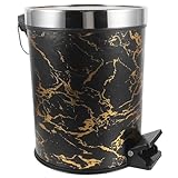 FOMIYES Küchenmülleimer 8l mit Marmormuster Tretmülleimer aus Kunststoff Haushaltsmüllbehälter mit Deckel für Küche und Büro