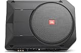 JBL BassPro SL2 Aktiv Subwoofer Auto Set - Car hifi Untersitz Bassbox Gehäuse mit Bassreflex Woofer box groß 200mm und 125 Watt aktiver Verstärker, Schwarz, 44