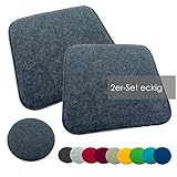 heimtexland ® Sitzkissen Set Filz Stuhlkissen Stuhlauflage Filzkissen Stuhl Polster Kissen eckig Typ631 Anthrazit 35 x 35 cm 2 Stück