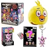 Horror Night Pint Größe Five Nights at Freddy's Minifigur gebündelt mit Chica Plüsch! + Ballonblindbox + Pocket Pop! + Bitty Classic Characters 4 Stück