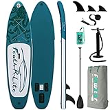 FEATH-R-LITE Aufblasbare Stand Up Paddle Board Surfbrett SUP Complete Inflatable Paddleboard Accessories Adjustable Paddling, Pump, ISUP Travel Backpack, Lead, Waterproof Bag, 320 * 83 * 15cm