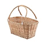 YAHUAN Rechteckige Aufbewahrungskörbe aus Weidengeflecht mit klappbaren Griffen, handgewebter Weidenkorb zum Einkaufen, Picknick, Garten, Ostern (Weide)